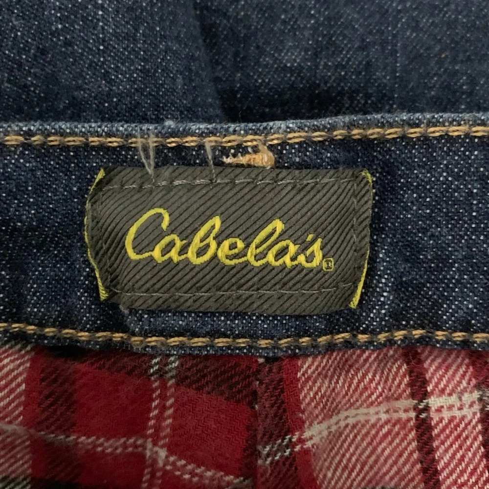 Cabela's Flannel Lined Dark Indigo Wash Long Bootcut Jeans